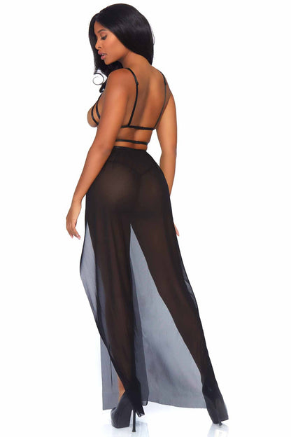 2 Piece Cage Strap Open Bodice Maxi Dress & Matching G-String