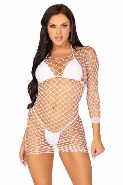 Fence Net Long Sleeved Mini Dress